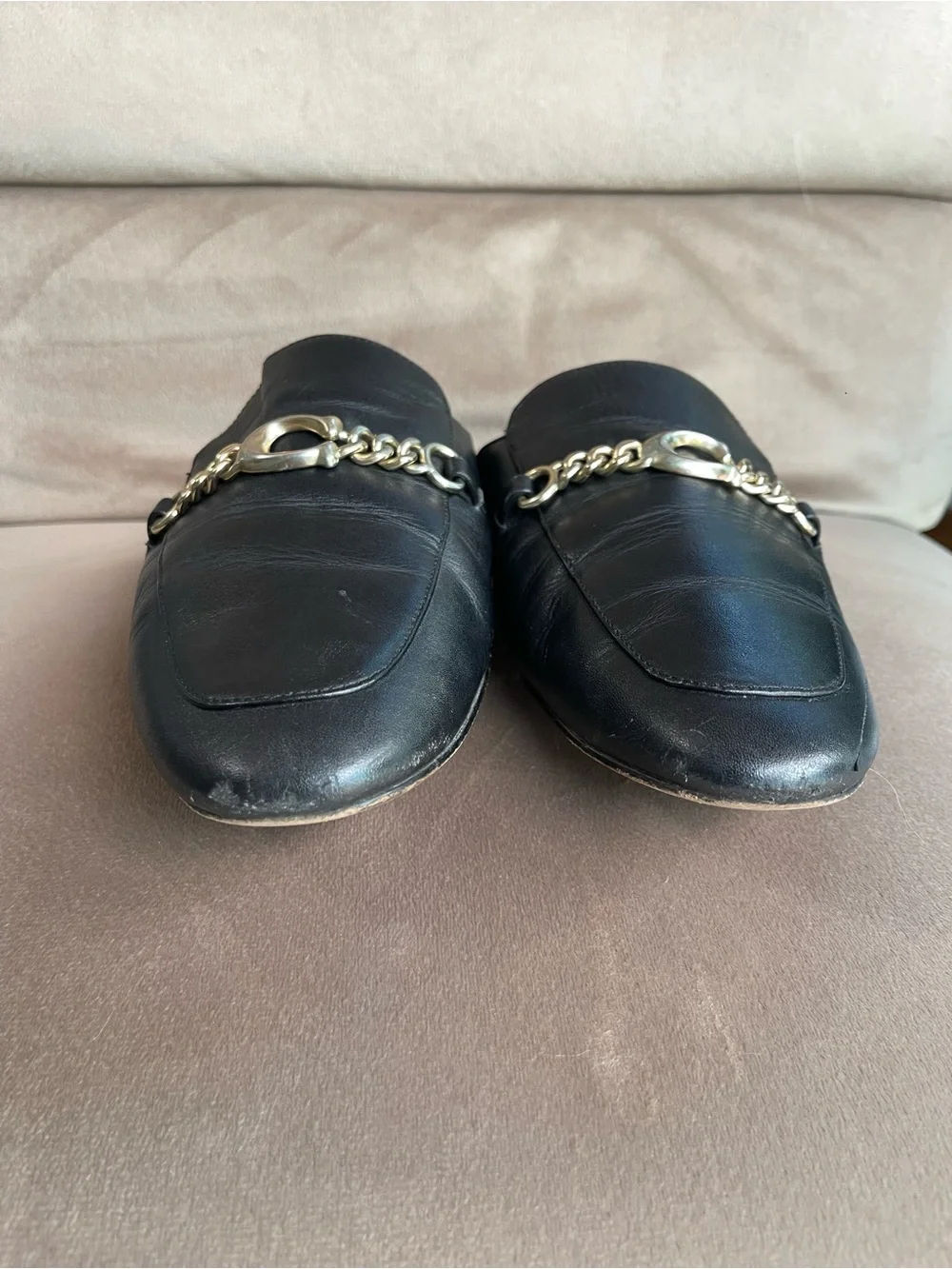 Coach Black Sofi Leather Slides